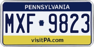 PA license plate MXF9823