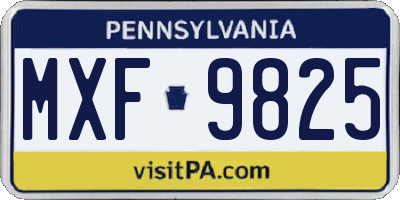 PA license plate MXF9825