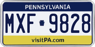 PA license plate MXF9828