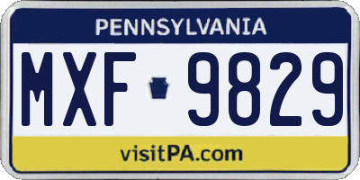 PA license plate MXF9829