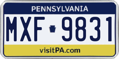 PA license plate MXF9831