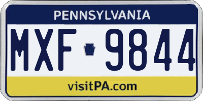 PA license plate MXF9844