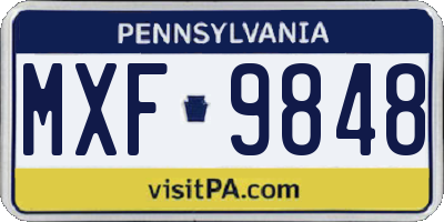 PA license plate MXF9848