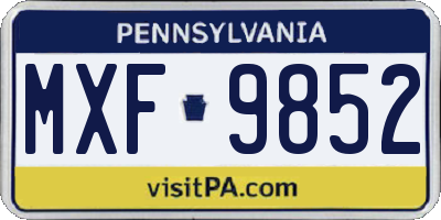 PA license plate MXF9852