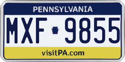 PA license plate MXF9855