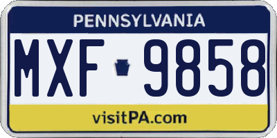 PA license plate MXF9858