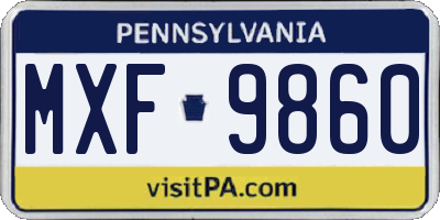 PA license plate MXF9860