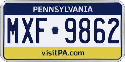 PA license plate MXF9862