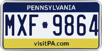 PA license plate MXF9864