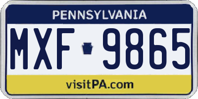 PA license plate MXF9865