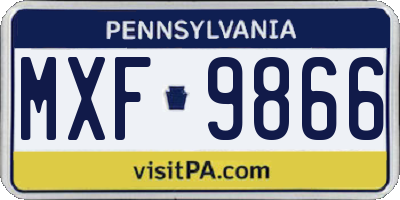 PA license plate MXF9866