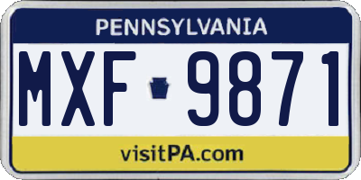 PA license plate MXF9871