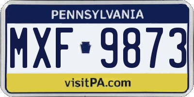 PA license plate MXF9873