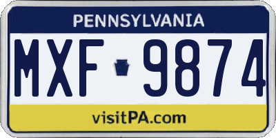 PA license plate MXF9874