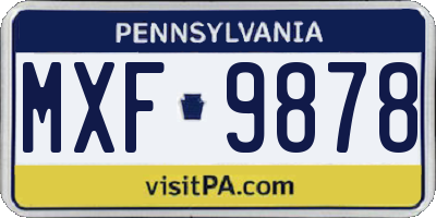 PA license plate MXF9878
