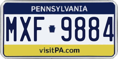PA license plate MXF9884