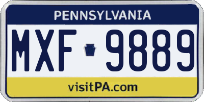 PA license plate MXF9889