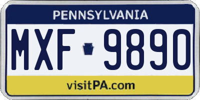 PA license plate MXF9890