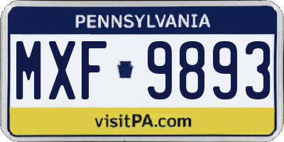 PA license plate MXF9893