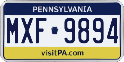 PA license plate MXF9894