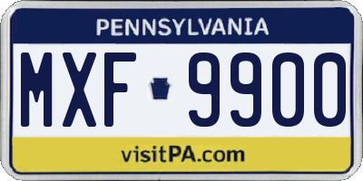 PA license plate MXF9900