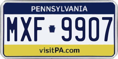 PA license plate MXF9907