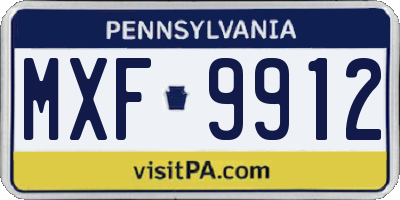 PA license plate MXF9912