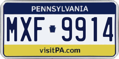 PA license plate MXF9914
