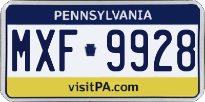 PA license plate MXF9928
