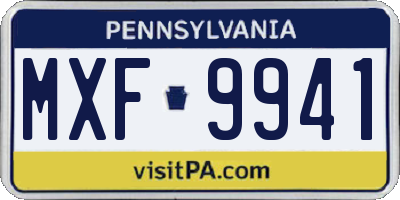 PA license plate MXF9941