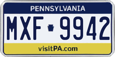 PA license plate MXF9942