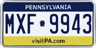 PA license plate MXF9943