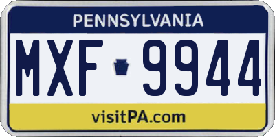 PA license plate MXF9944