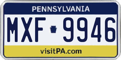 PA license plate MXF9946