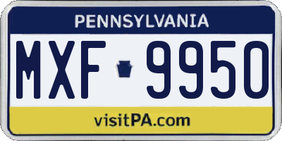 PA license plate MXF9950