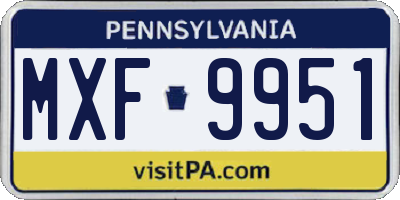 PA license plate MXF9951