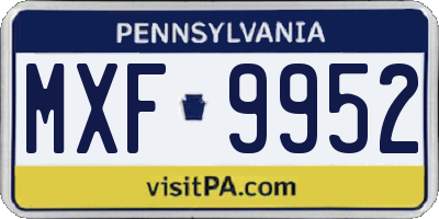 PA license plate MXF9952