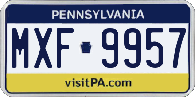 PA license plate MXF9957