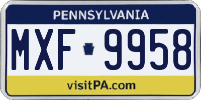 PA license plate MXF9958