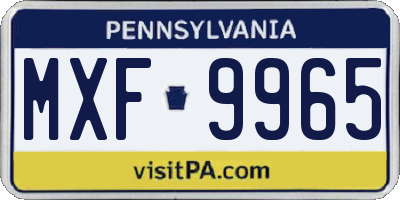 PA license plate MXF9965