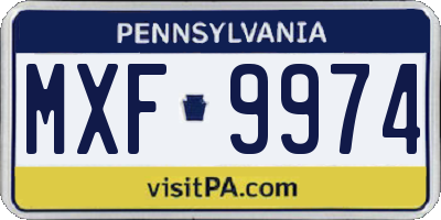 PA license plate MXF9974