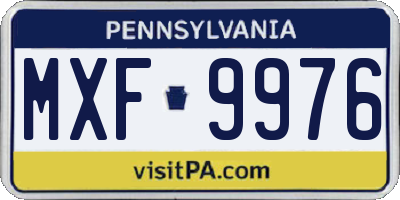 PA license plate MXF9976