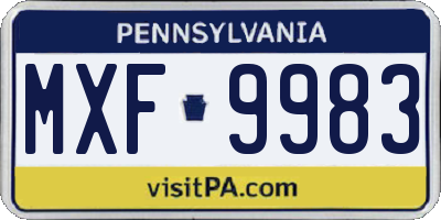 PA license plate MXF9983