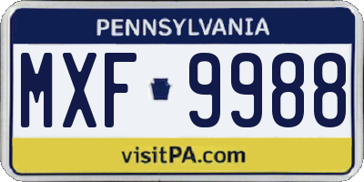 PA license plate MXF9988