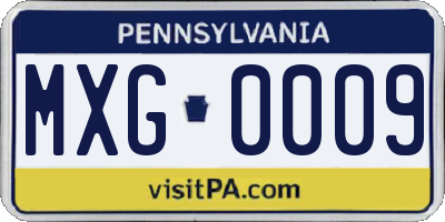 PA license plate MXG0009