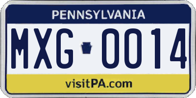 PA license plate MXG0014