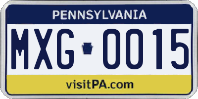 PA license plate MXG0015