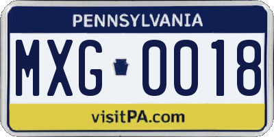 PA license plate MXG0018