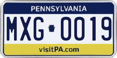 PA license plate MXG0019