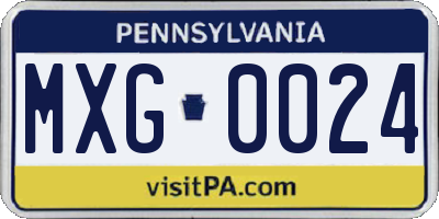 PA license plate MXG0024